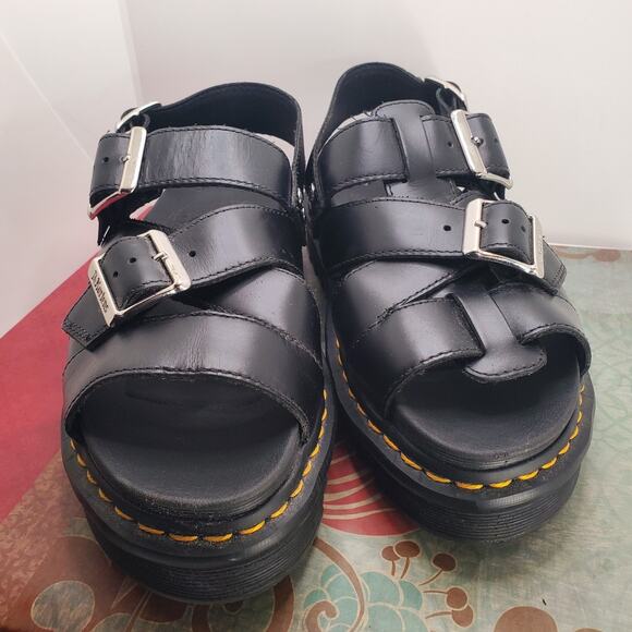 Dr. Martens Terry II Leather Strap Sandals Black Brando Mens 8 / Womens 9 EU 41 main image 13